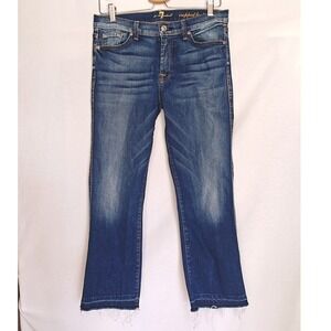 7 Seven For All Mankind Cropped Boot Jeans Blue Raw Hem Medium Wash 29‎